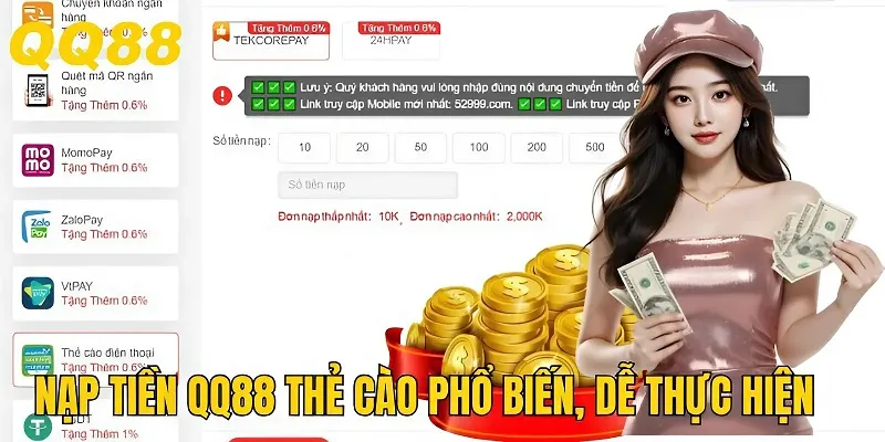 Nạp tiền qq88 qua thẻ cào dễ hiểu, phổ biến
